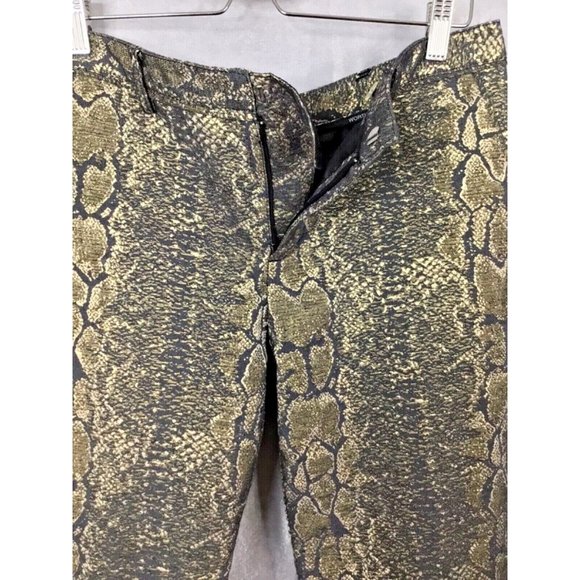 Worthington Women's Pants Gold Black Metallic Snake Print Sheen Crop Lined Sz 8 - Picture 2 of 8